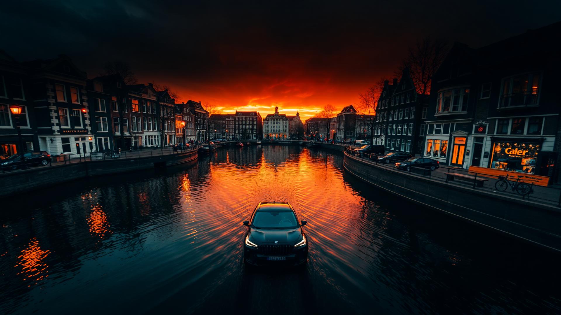 Amsterdam bij zonsondergang